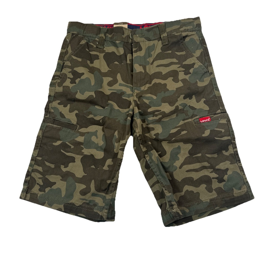 Levi's Youth Cargo Shorts Camo Size 16 Reg W28 Adjustable Flex Waistband NWT
